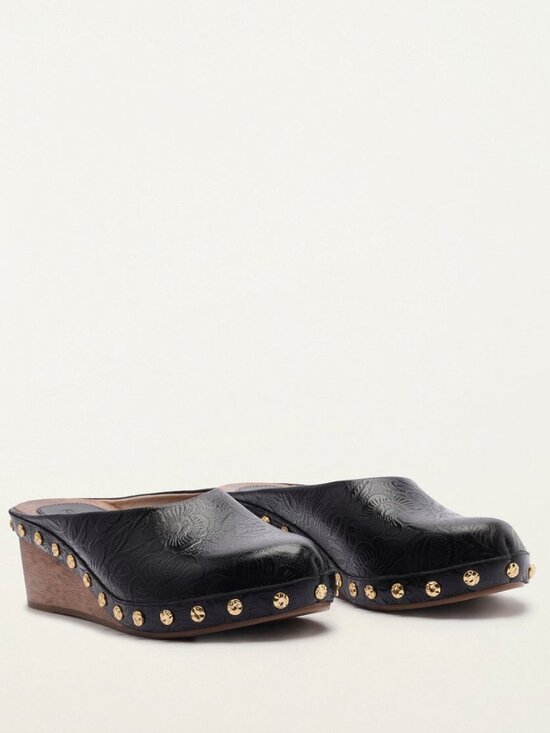 FARM Rio Shoes - Black Embossed Wedge Clog